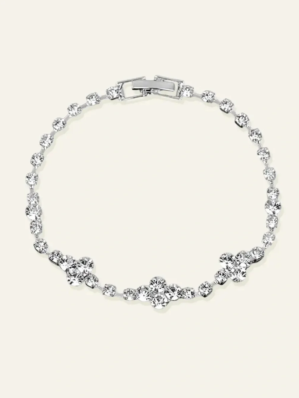 Classic Silver Crystal Necklace, Bracelet & Earrings Set - Silver